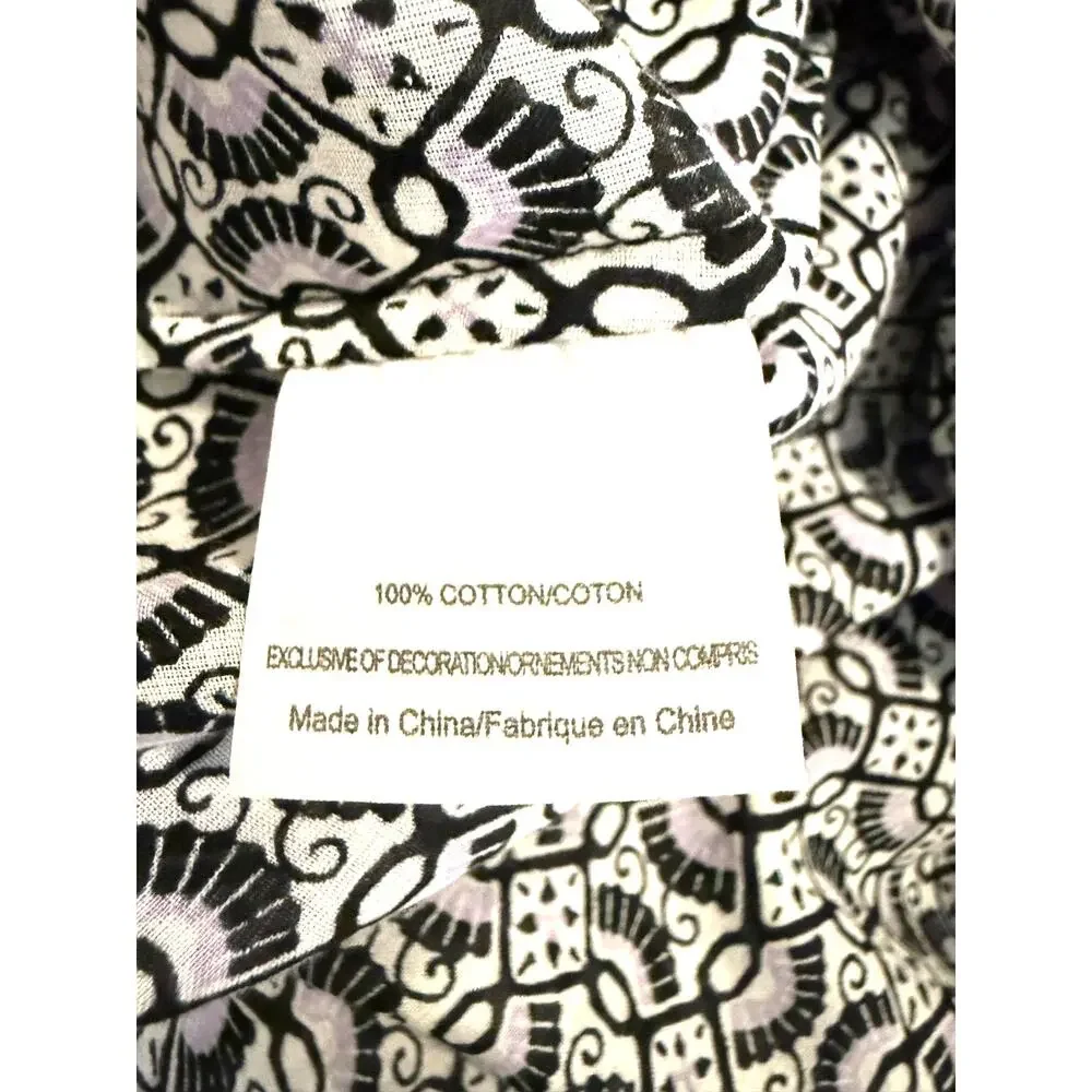 Tory Burch Geometric Fringe Trim Cotton Tunic Blouse Size 6